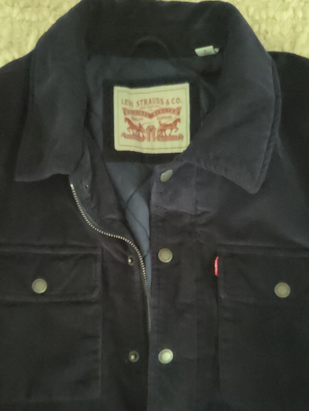 Levi's Men's Navy Corduroy Quilted Depot Utility Jacket Small Trucker Shacket